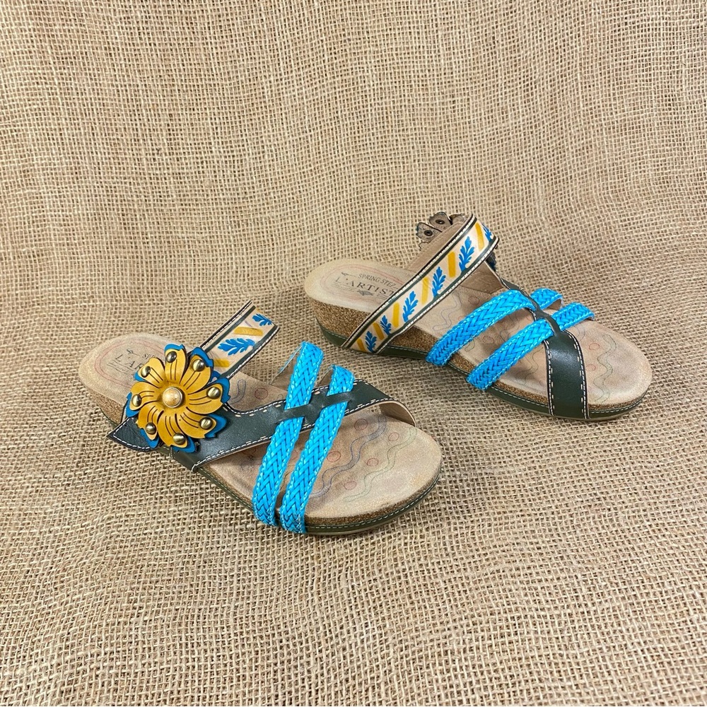 🛑SOLD🛑 Spring Step sandals floral boho leather multicolor brown strappy 7.5 - Picture 5 of 11